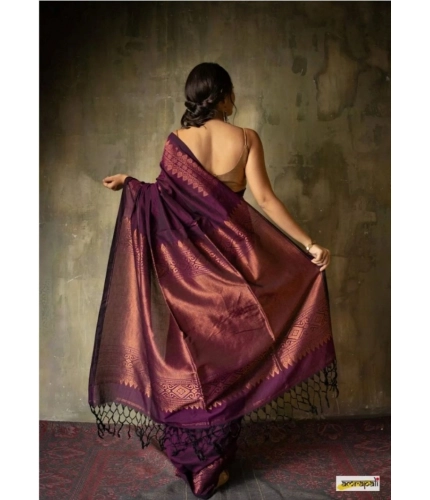 Women's Silk Printed Saree With Unstitched Blouse 5.5Mtr (Wine) Women's Silk Printed Saree With Unstitched Blouse 5.5Mtr (Wine)