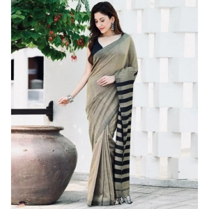 Generic Women's Silk Printed Saree With Unstitched Blouse 5.5Mtr (Gold-Black)