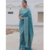 Women's Silk Printed Saree With Unstitched Blouse 5.5Mtr (Sky Blue) Women's Silk Printed Saree With Unstitched Blouse 5.5Mtr (Sky Blue)