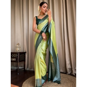 Generic Women's Silk Printed Saree With Unstitched Blouse 5.5Mtr (Sea Green)