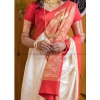 Women's Silk Printed Saree With Unstitched Blouse 5.5Mtr (White-Red) Women's Silk Printed Saree With Unstitched Blouse 5.5Mtr (White-Red)