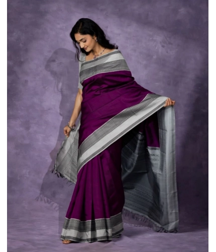 Women's Silk Printed Saree With Unstitched Blouse 5.5Mtr (Purple) Women's Silk Printed Saree With Unstitched Blouse 5.5Mtr (Purple)