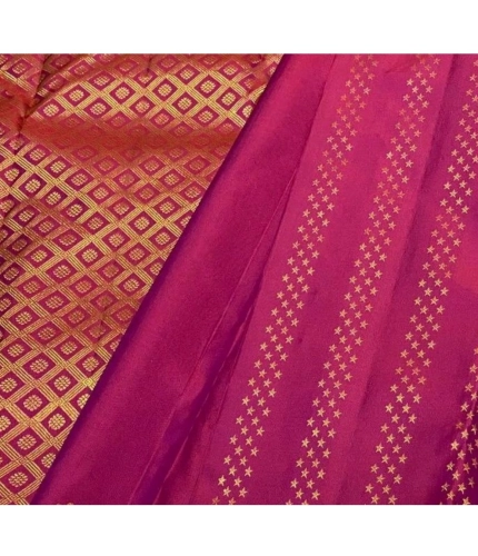 Women's Silk Printed Saree With Unstitched Blouse 5.5Mtr (Rani Pink)