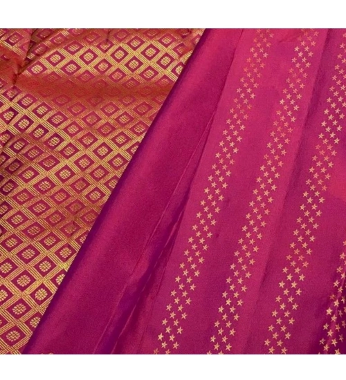 Women's Silk Printed Saree With Unstitched Blouse 5.5Mtr (Rani Pink)