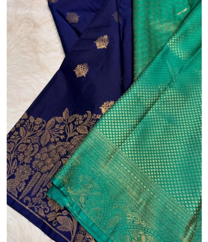 Women's Silk Printed Saree With Unstitched Blouse 5.5Mtr (Royal Blue) Women's Silk Printed Saree With Unstitched Blouse 5.5Mtr (Royal Blue)