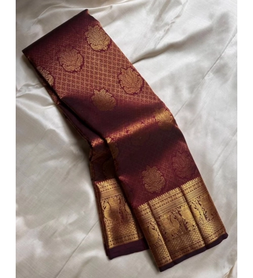 Women's Silk Printed Saree With Unstitched Blouse 5.5Mtr (Maroon)