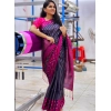 Women's Silk Printed Saree With Unstitched Blouse 5.5Mtr (Navy Blue) Women's Silk Printed Saree With Unstitched Blouse 5.5Mtr (Navy Blue)