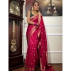Women's Silk Printed Saree With Unstitched Blouse 5.5Mtr (Rani Pink) Women's Silk Printed Saree With Unstitched Blouse 5.5Mtr (Rani Pink)