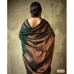 Generic Women's Silk Printed Saree With Unstitched Blouse 5.5Mtr (Green)