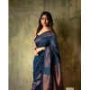Women's Silk Printed Saree With Unstitched Blouse 5.5Mtr (Navy Blue) Women's Silk Printed Saree With Unstitched Blouse 5.5Mtr (Navy Blue)