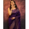 Women's Silk Printed Saree With Unstitched Blouse 5.5Mtr (Purple) Women's Silk Printed Saree With Unstitched Blouse 5.5Mtr (Purple)