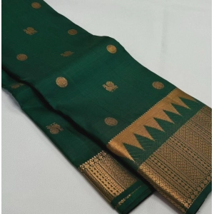 Generic Women's Silk Printed Saree With Unstitched Blouse 5.5Mtr (Green)