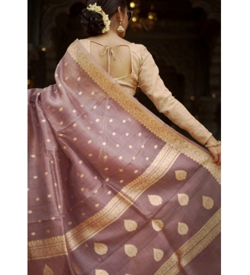 Women's Cotton  Printed Saree With Unstitched Blouse 5.5Mtr (Rose Gold)