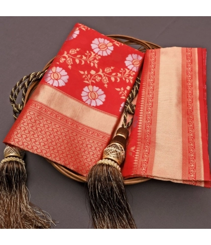 Women's Silk Printed Saree With Unstitched Blouse 5.5Mtr (White)