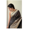Women's Silk Printed Saree With Unstitched Blouse 5.5Mtr (Black) Women's Silk Printed Saree With Unstitched Blouse 5.5Mtr (Black)