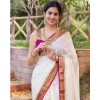 Women's Silk Printed Saree With Unstitched Blouse 5.5Mtr (White) Women's Silk Printed Saree With Unstitched Blouse 5.5Mtr (White)