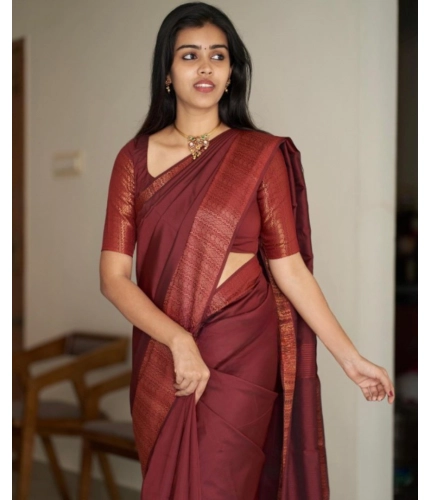 Women's Silk Printed Saree With Unstitched Blouse 5.5Mtr (Maroon) Women's Silk Printed Saree With Unstitched Blouse 5.5Mtr (Maroon)