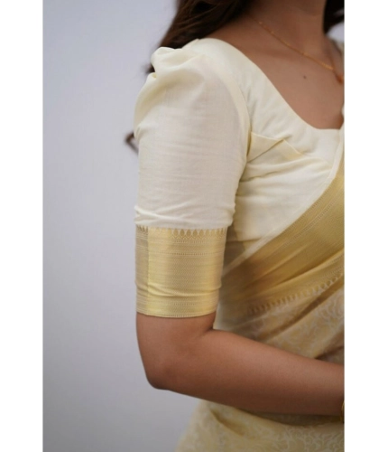 Women's Silk Printed Saree With Unstitched Blouse 5.5Mtr (Cream) Women's Silk Printed Saree With Unstitched Blouse 5.5Mtr (Cream)