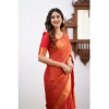 Women's Silk Printed Saree With Unstitched Blouse 5.5Mtr (Orange) Women's Silk Printed Saree With Unstitched Blouse 5.5Mtr (Orange)