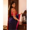 Women's Silk Printed Saree With Unstitched Blouse 5.5Mtr (Navy Blue) Women's Silk Printed Saree With Unstitched Blouse 5.5Mtr (Navy Blue)