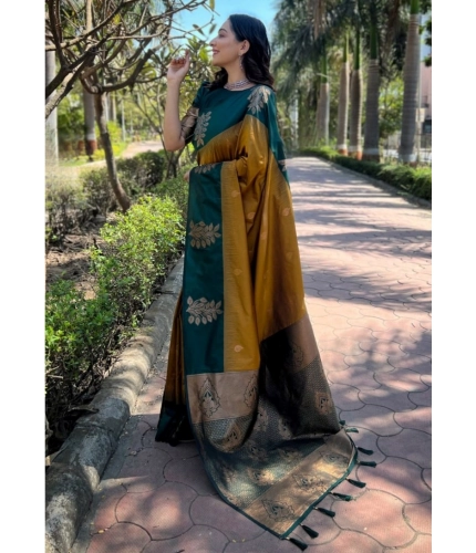 Women's Silk Printed Saree With Unstitched Blouse 5.5Mtr (Yellow) Women's Silk Printed Saree With Unstitched Blouse 5.5Mtr (Yellow)