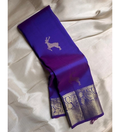 Women's Silk Printed Saree With Unstitched Blouse 5.5Mtr (Royal Blue)