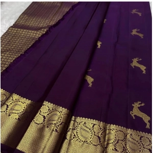Generic Women's Silk Printed Saree With Unstitched Blouse 5.5Mtr (Wine)
