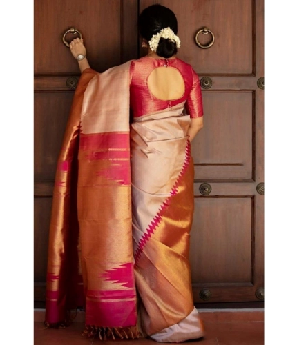 Women's Silk Printed Saree With Unstitched Blouse 5.5Mtr (Cream) Women's Silk Printed Saree With Unstitched Blouse 5.5Mtr (Cream)