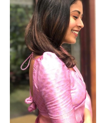 Women's Silk Printed Saree With Unstitched Blouse 5.5Mtr (Pink) Women's Silk Printed Saree With Unstitched Blouse 5.5Mtr (Pink)