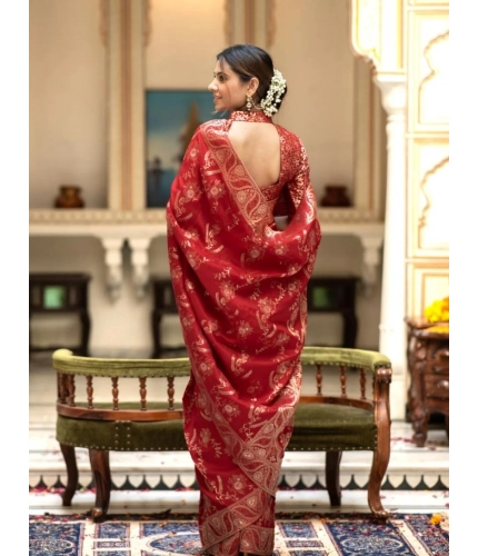 Women's Silk Printed Saree With Unstitched Blouse 5.5Mtr (Red) Women's Silk Printed Saree With Unstitched Blouse 5.5Mtr (Red)