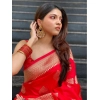 Women's Silk Printed Saree With Unstitched Blouse 5.5Mtr (Red) Women's Silk Printed Saree With Unstitched Blouse 5.5Mtr (Red)