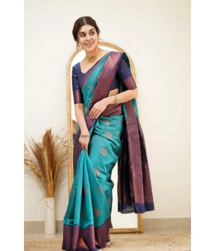 Women's Silk Printed Saree With Unstitched Blouse 5.5Mtr (Rama) Women's Silk Printed Saree With Unstitched Blouse 5.5Mtr (Rama)