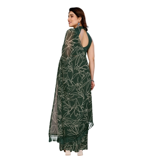 Women's Zalar Lace Georgette Printed Ready-to-Wear Saree With Unstitched Blouse 5.5 Mtr (Green) Women's Zalar Lace Georgette Printed Ready-to-Wear Saree With Unstitched Blouse 5.5 Mtr (Green)