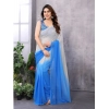 Women's Small Lace Georgette Solid Ready-to-Wear Saree With Unstitched Blouse 5.5 Mtr (Grey-Blue) Women's Small Lace Georgette Solid Ready-to-Wear Saree With Unstitched Blouse 5.5 Mtr (Grey-Blue)