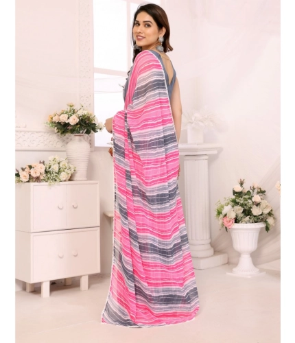 Women's Small Lace Georgette Striped Ready-to-Wear Saree With Unstitched Blouse 5.5 Mtr (Grey) Women's Small Lace Georgette Striped Ready-to-Wear Saree With Unstitched Blouse 5.5 Mtr (Grey)