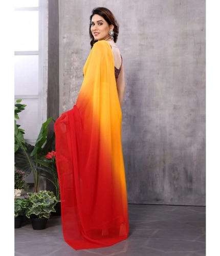 Women's Small Lace Georgette Solid Ready-to-Wear Saree With Unstitched Blouse 5.5 Mtr (Red-Orange) Women's Small Lace Georgette Solid Ready-to-Wear Saree With Unstitched Blouse 5.5 Mtr (Red-Orange)