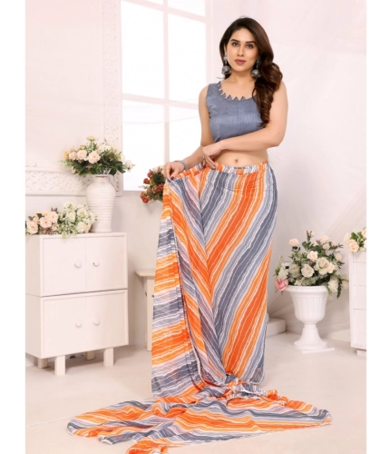 Women's Small Lace Georgette Striped Ready-to-Wear Saree With Unstitched Blouse 5.5 Mtr (Grey) Women's Small Lace Georgette Striped Ready-to-Wear Saree With Unstitched Blouse 5.5 Mtr (Grey)