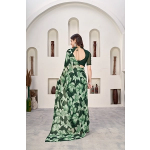 Generic Women's Polyster Printed Saree With Unstitched Blouse 5.5Mtr (Green)