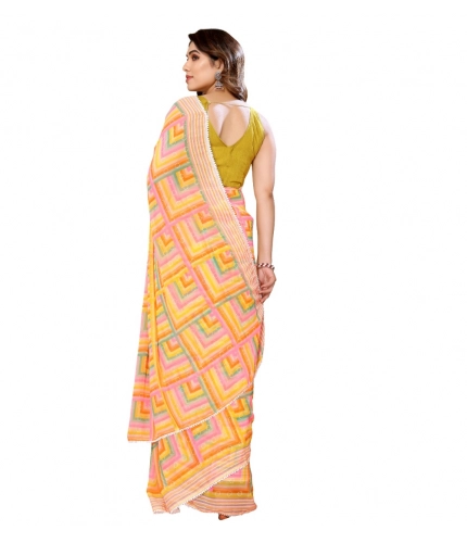 Women's Small Lace Georgette Printed Ready-to-Wear Saree With Unstitched Blouse 5.5 Mtr (Yellow) Women's Small Lace Georgette Printed Ready-to-Wear Saree With Unstitched Blouse 5.5 Mtr (Yellow)