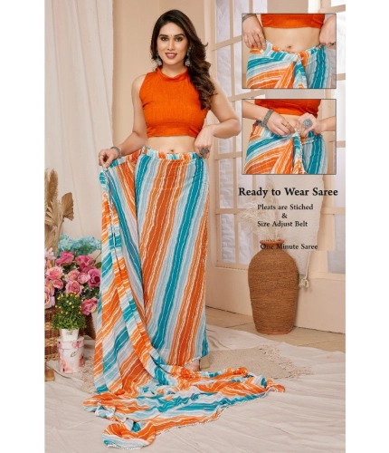 Women's Small Lace Georgette Striped Ready-to-Wear Saree With Unstitched Blouse 5.5 Mtr (Multicolor) Women's Small Lace Georgette Striped Ready-to-Wear Saree With Unstitched Blouse 5.5 Mtr (Multicolor)