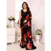 Women's Small Lace Georgette Printed Ready-to-Wear Saree With Unstitched Blouse 5.5 Mtr (Black-Red) Women's Small Lace Georgette Printed Ready-to-Wear Saree With Unstitched Blouse 5.5 Mtr (Black-Red)