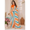 Women's Small Lace Georgette Striped Ready-to-Wear Saree With Unstitched Blouse 5.5 Mtr (Multicolor) Women's Small Lace Georgette Striped Ready-to-Wear Saree With Unstitched Blouse 5.5 Mtr (Multicolor)
