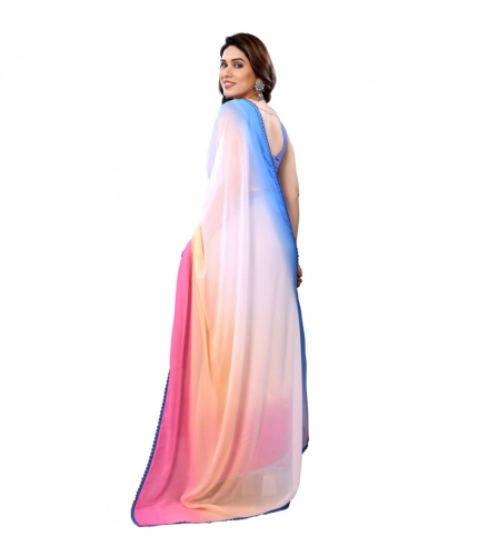 Women's Small Lace Georgette Solid Ready-to-Wear Saree With Unstitched Blouse 5.5 Mtr (Multicolor) Women's Small Lace Georgette Solid Ready-to-Wear Saree With Unstitched Blouse 5.5 Mtr (Multicolor)