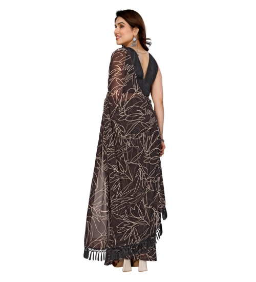 Women's Zalar Lace Georgette Printed Ready-to-Wear Saree With Unstitched Blouse 5.5 Mtr (Brown) Women's Zalar Lace Georgette Printed Ready-to-Wear Saree With Unstitched Blouse 5.5 Mtr (Brown)