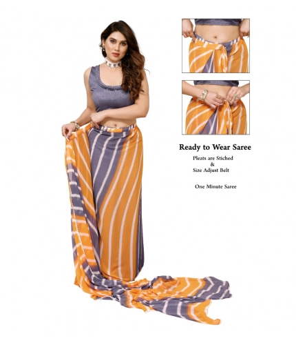 Women's Small Lace Georgette Striped Ready-to-Wear Saree With Unstitched Blouse 5.5 Mtr (Orange-Grey) Women's Small Lace Georgette Striped Ready-to-Wear Saree With Unstitched Blouse 5.5 Mtr (Orange-Grey)