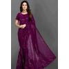 Women's Georgette Embellished Sequnece Bollywood Saree With Unstitched Blouse 5.5Mtr (Purple) Women's Georgette Embellished Sequnece Bollywood Saree With Unstitched Blouse 5.5Mtr (Purple)