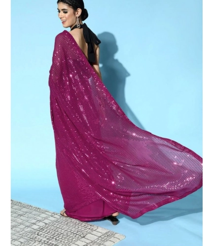 Women's Georgette Embellished Sequnece Bollywood Saree With Unstitched Blouse 5.5Mtr (Wine) Women's Georgette Embellished Sequnece Bollywood Saree With Unstitched Blouse 5.5Mtr (Wine)