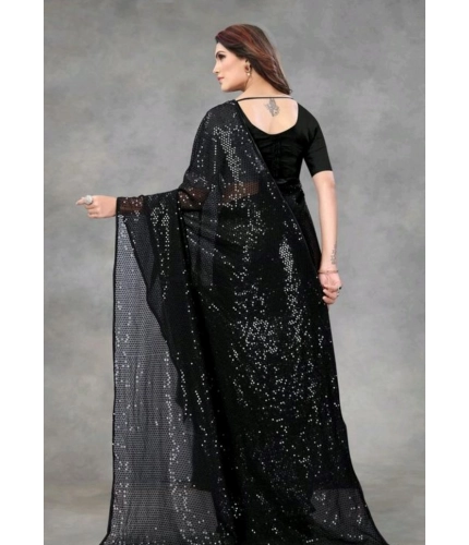 Women's Georgette Embellished Sequnece Bollywood Saree With Unstitched Blouse 5.5Mtr (Black) Women's Georgette Embellished Sequnece Bollywood Saree With Unstitched Blouse 5.5Mtr (Black)