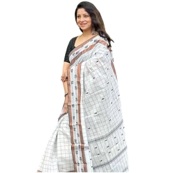 Women's Silk Printed Saree With Unstitched Blouse 5.5Mtr (Off White)