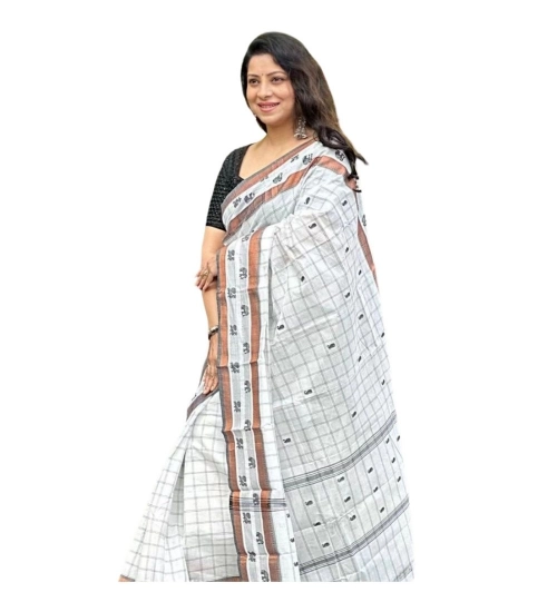 Women's Silk Printed Saree With Unstitched Blouse 5.5Mtr (Off White)